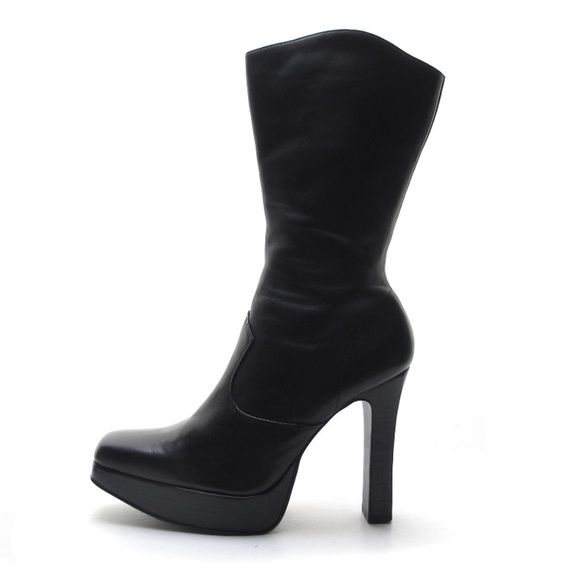 Women’s STEVE MADDEN 90s vintage black leather platform boots- Size 7.5 - Picture 2 of 9